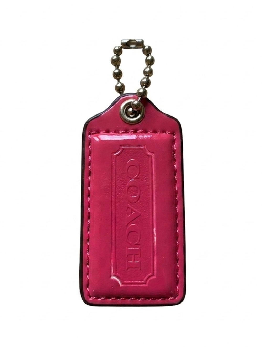 Authentic Coach Raspberry Pink Patent Leather Replacement Hang Tag Silver Chain